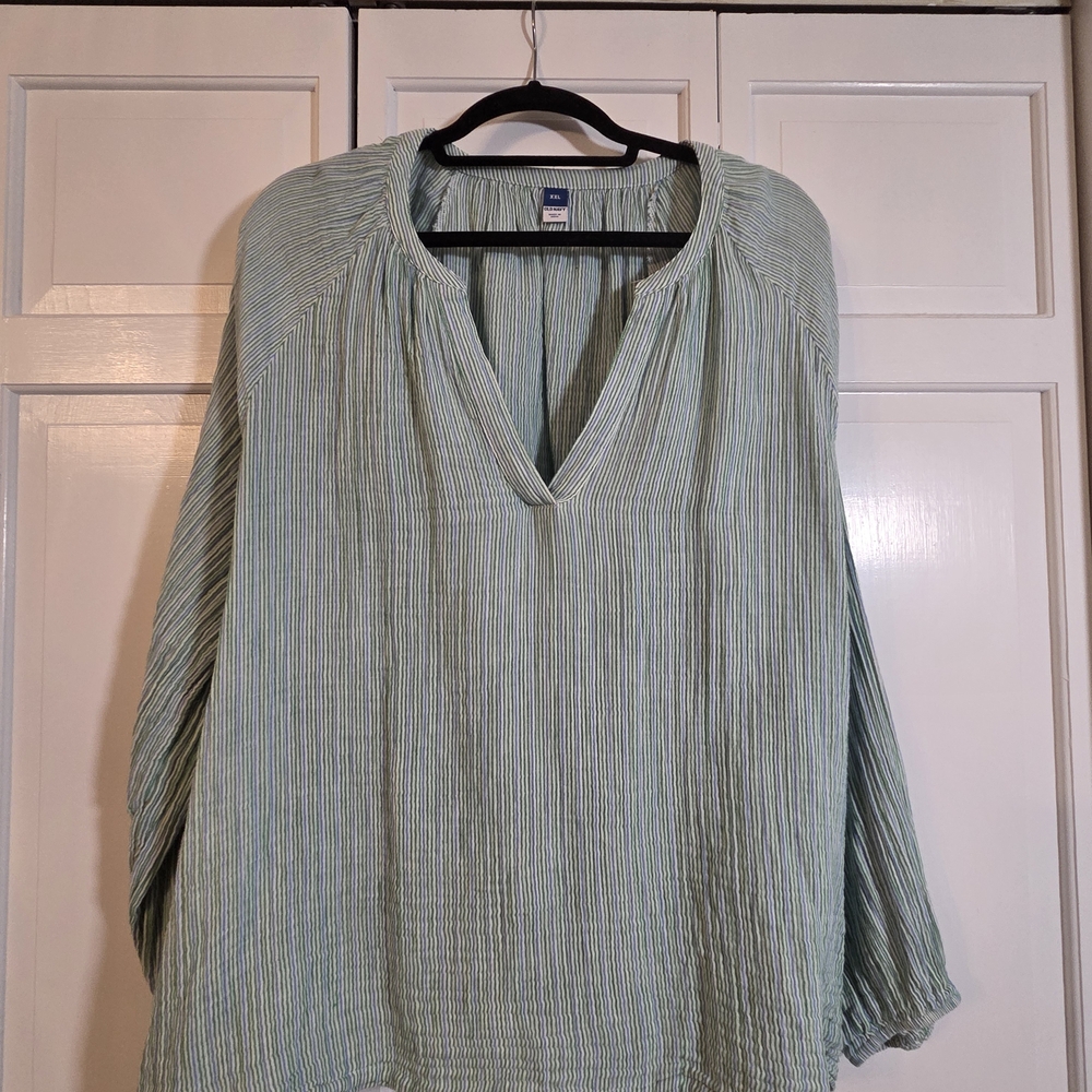 Old Navy Sage Striped Blouse